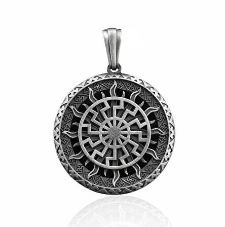 Svarog Slav Güneş Tanrısı 925 Ayar Gümüş Erkek Kolye