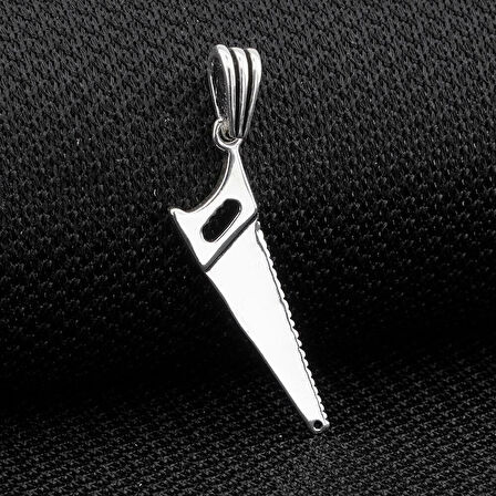 Testere Tasarımlı 925 Ayar Gümüş Erkek Kolye Ucu