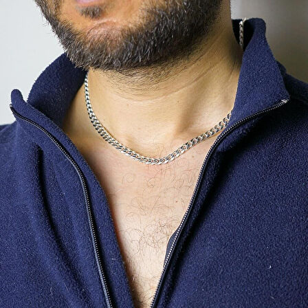 Zincir 3 mm 925 Ayar Gümüş Erkek Kolye