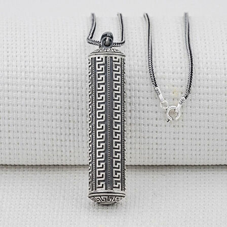 Silindir Cevşeni Kebir Dualı 925 Ayar Gümüş Erkek Kolye