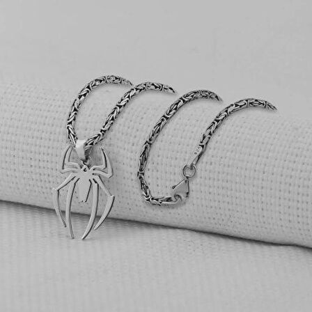 Örümcek Tasarımlı  925 Ayar Gümüş Erkek Kolye