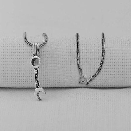 Tamir Anahtarı 925 Ayar Gümüş Erkek Kolye