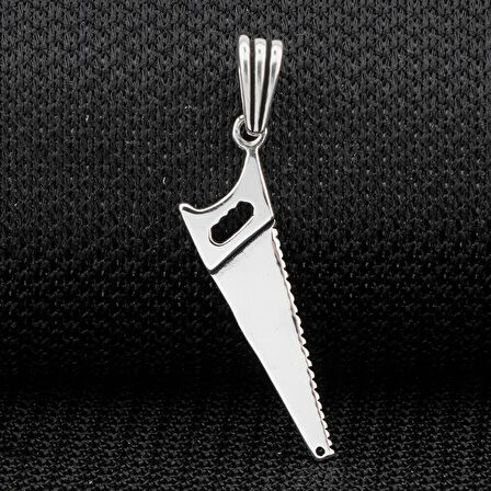 Testere Tasarımlı 925 Ayar Gümüş Erkek Kolye Ucu