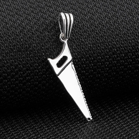 Testere Tasarımlı 925 Ayar Gümüş Erkek Kolye Ucu