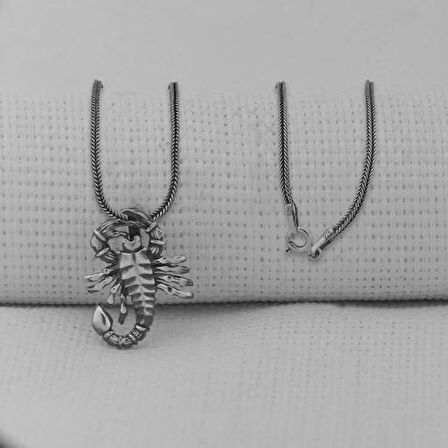 Akrep Büyük Boy Tasarımlı 925 Ayar Gümüş Erkek Kolye