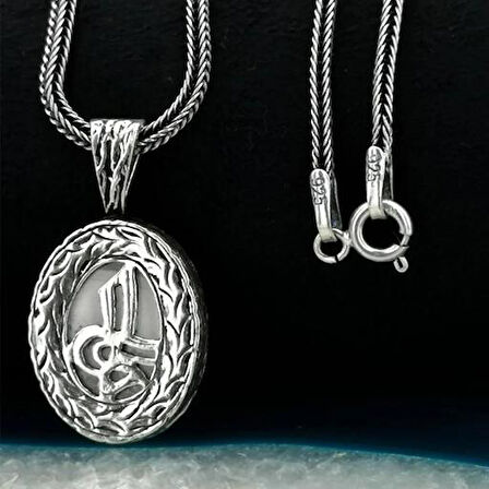 Tuğra Tasarımlı Dualı 925 Ayar Gümüş Erkek Kolye