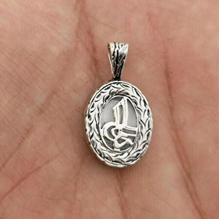 Tuğra Tasarımlı Dualı 925 Ayar Gümüş Erkek Kolye Ucu