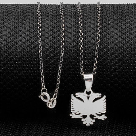 Çift Başlı Kartal 925 Ayar Gümüş Erkek Kolye