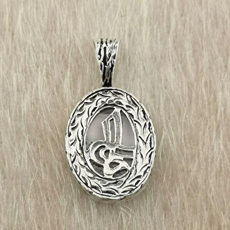 Tuğra Tasarımlı Dualı 925 Ayar Gümüş Erkek Kolye Ucu