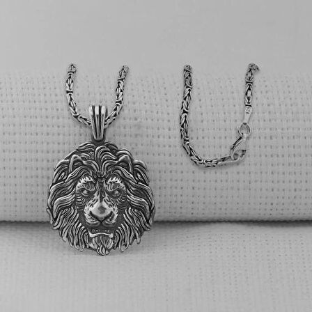 Yeleli Aslan Kral Zincir 925 Ayar Gümüş Erkek Kolye