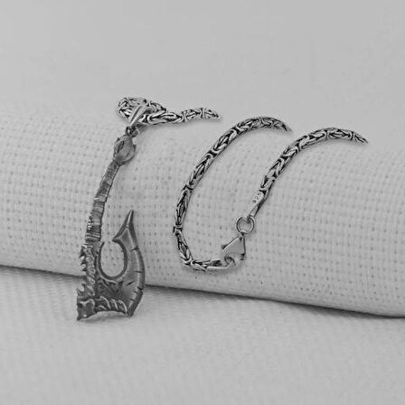 Viking İskandinav Savaşcı Baltası Kral Zincir 925 Ayar Gümüş Erkek Kolyesi