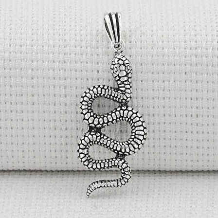 Yılan Figürlü  925 Ayar Gümüş Erkek Kolye Ucu