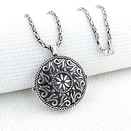 Yuvarlak Cevşen Muska Kabi 925 Ayar Gümüş Erkek Kolye