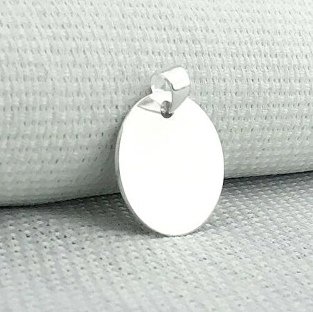 Plaka Yuvarlak Parlak Küçük Boy 925 Ayar Gümüş Erkek Kolye Ucu