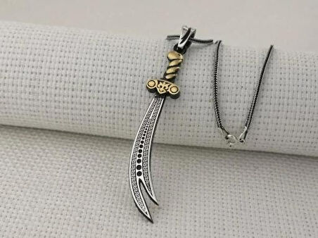 Zülfikar Figürlü Dualı 925 Ayar Gümüş Erkek Kolye