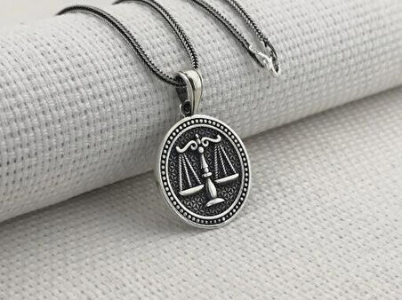 Terazi Tasarımı 925 Ayar Gümüş Erkek Kolye