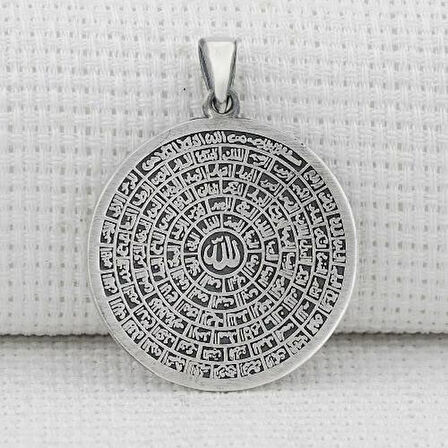 Büyük Boy Esma Husna Dualı 925 Ayar Gümüş Erkek Kolye Ucu