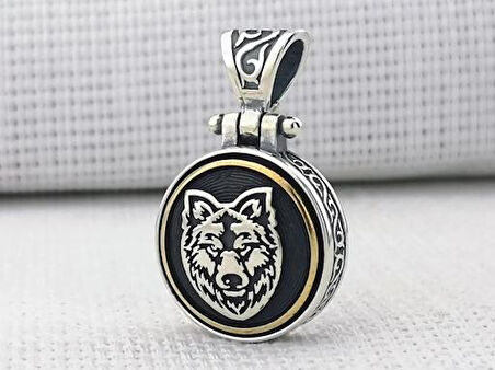 Bozkurt Tasarımlı Ortası Dönen 925 Ayar Gümüş Erkek Kolye Ucu