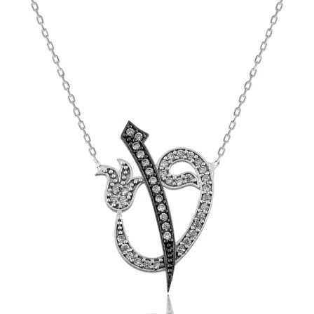 Gümüş Elif Vav Kadın Kolye
