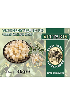 Doğal Damla Sakızlı Lokum 3 kg. (Parmak Kesim)