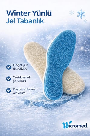 Soft Winter Sıcak Tutan Termal Yünlü Kışlık Ortopedik Jel Silikon Tabanlık MT7033