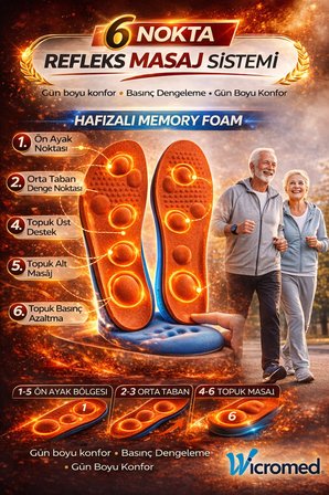 Ortopedik Tabanlık – Şok Emici, Ark ve Topuk Destekli Ayakkabı İçi Tabanlık Memory 6nokta MT7041
