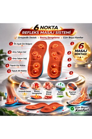 Ortopedik Tabanlık – Şok Emici, Ark ve Topuk Destekli Ayakkabı İçi Tabanlık Memory 6nokta MT7041