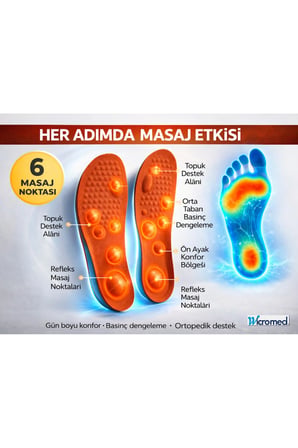 Ortopedik Tabanlık – Şok Emici, Ark ve Topuk Destekli Ayakkabı İçi Tabanlık Memory 6nokta MT7041