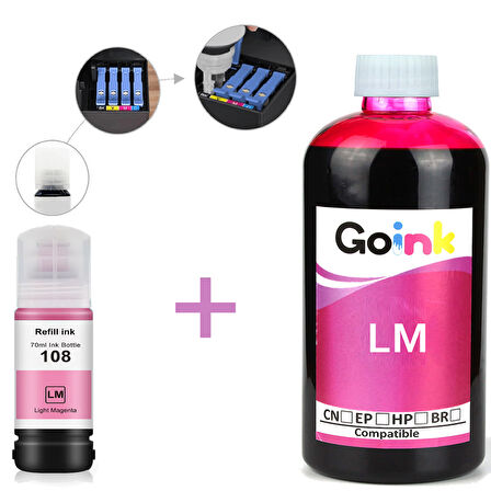 Goink EPSON 108 Açık Kırmızı Mürekkep 500 ml + 70 ml (Muadil)