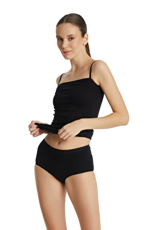 Blackspade 1306 Kadın Essential Midi Slip Siyah