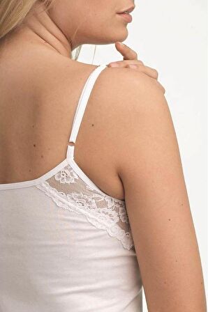 Blackspade 1984 Pamuklu Kadın Dantelli İnce Askılı Atlet