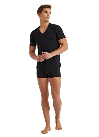 Blackspade 9239 Siyah Likralı V Yaka Kısa Kollu Erkek T-Shirt