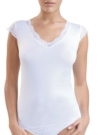 Blackspade Beyaz Kadın İç Giyim Atlet 1348 Comfort