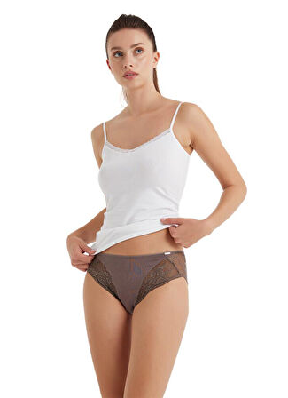 Blackspade 1448 Kahverengi Modal Dantelli Slip