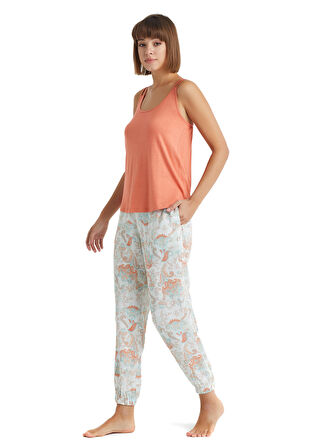Blackspade Yuvarlak Yaka Düz Şeftali Kadın Pijama Takımı 60221