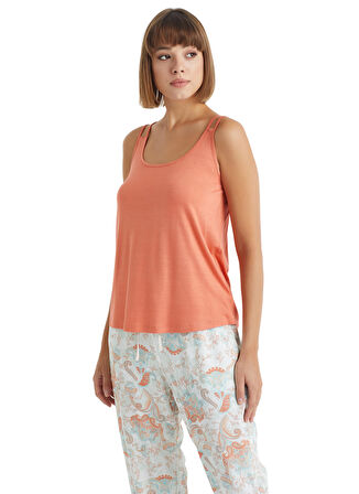 Blackspade Yuvarlak Yaka Düz Şeftali Kadın Pijama Takımı 60221