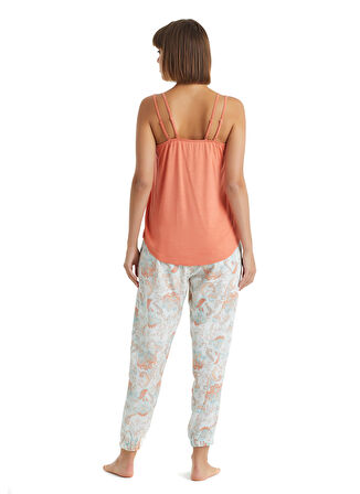 Blackspade Yuvarlak Yaka Düz Şeftali Kadın Pijama Takımı 60221