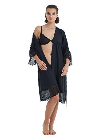 Blackspade Düz Siyah Kadın Sabahlık 51300