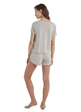 Blackspade Yuvarlak Yaka Düz Bej Kadın T-Shirt 51378