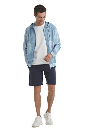 Blackspade Erkek Mavi Fermuarlı Kapüşonlu Sweatshirt 40504 