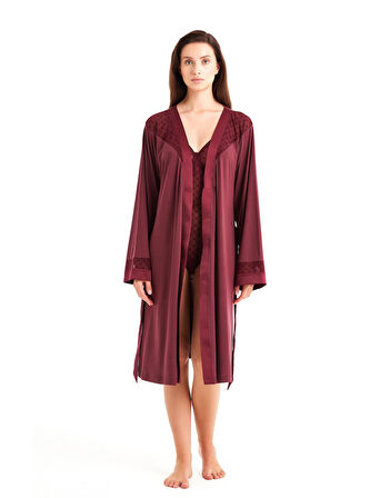 Blackspade Kadın Bordo Sabahlık 51603 