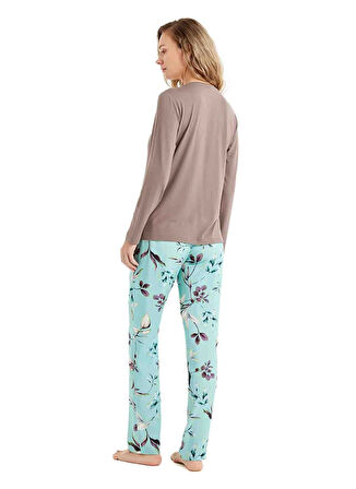Blackspade V Yaka Düz Vizon Kadın Pijama Takımı 51661