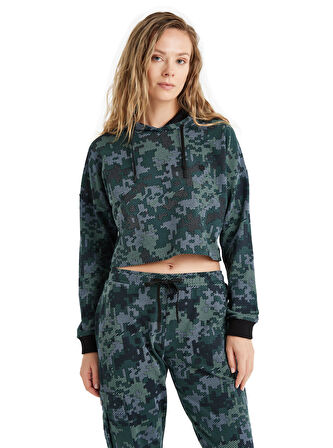 Blackspade 60473 Pamuklu Kapişonlu Kadın Sweatshirt DESENLI