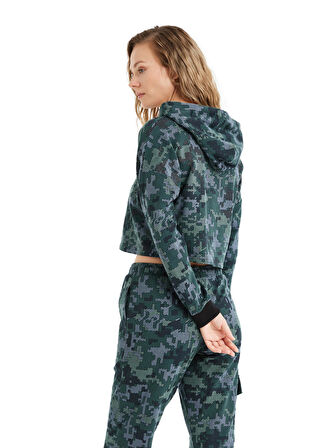 Blackspade 60473 Pamuklu Kapişonlu Kadın Sweatshirt DESENLI