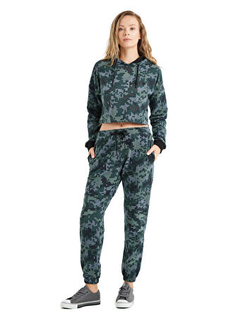 Blackspade 60473 Pamuklu Kapişonlu Kadın Sweatshirt DESENLI