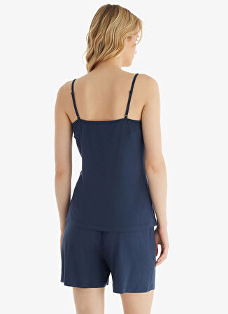 Blackspade V Yaka Düz Lacivert Kadın Pijama Takımı 51838