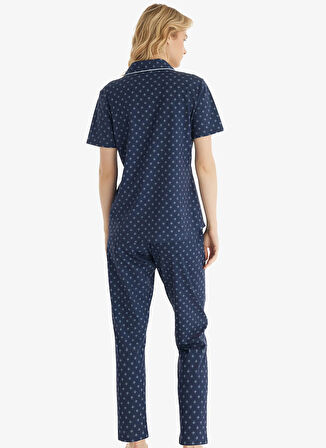 Blackspade Gömlek Yaka Baskılı Lacivert Kadın Pijama Takımı 51839