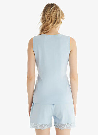 Blackspade V Yaka Düz Mavi Kadın Pijama Takımı 51847
