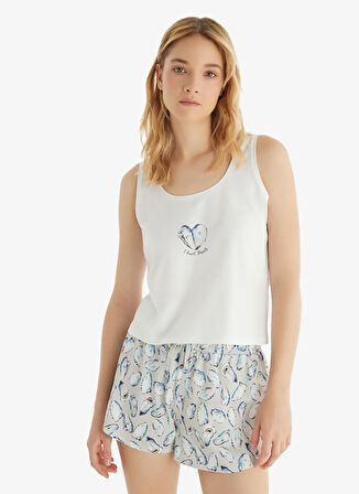 Blackspade Yuvarlak Yaka Düz Beyaz Kadın Pijama Takımı 60541