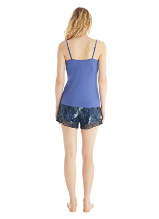 Blackspade V Yaka Düz Lacivert Kadın Pijama Takımı 60535